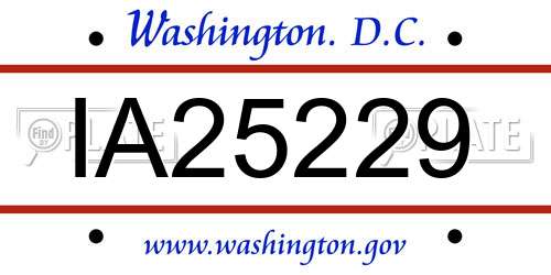 IA25229 District Of Columbia License Plate