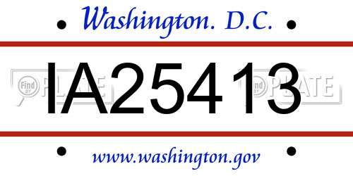 IA25413 District Of Columbia License Plate