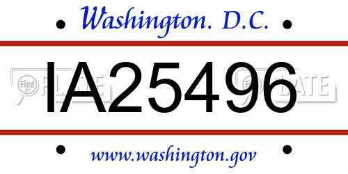 IA25496 District Of Columbia License Plate