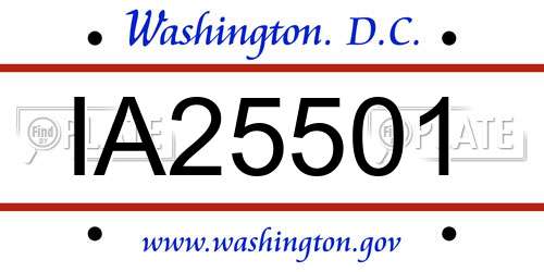 IA25501 District Of Columbia License Plate