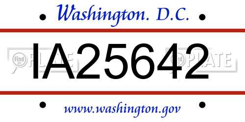 IA25642 District Of Columbia License Plate