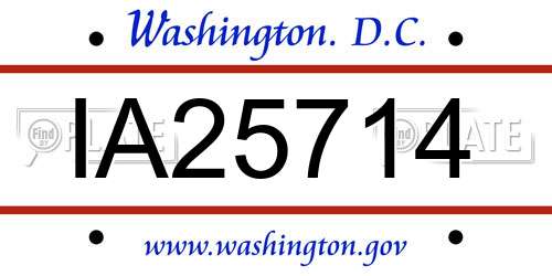 IA25714 District Of Columbia License Plate