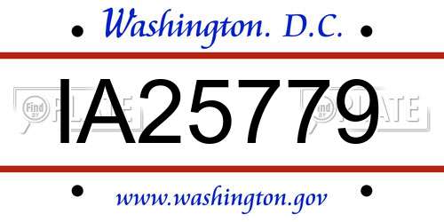 IA25779 District Of Columbia License Plate