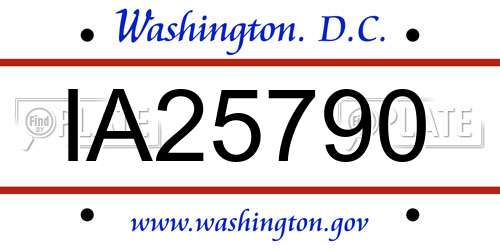 IA25790 District Of Columbia License Plate