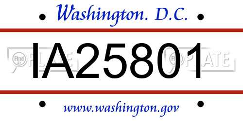 IA25801 District Of Columbia License Plate