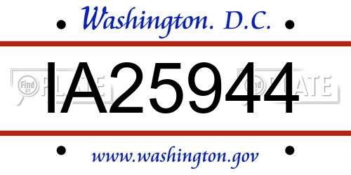 IA25944 District Of Columbia License Plate