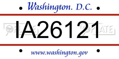 IA26121 District Of Columbia License Plate