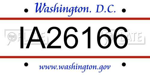 IA26166 District Of Columbia License Plate