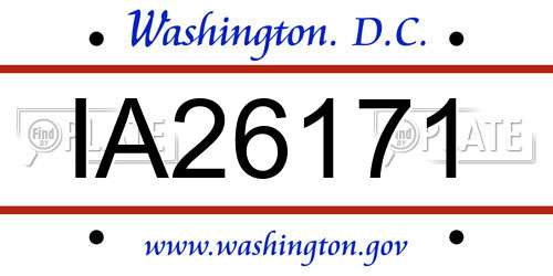 IA26171 District Of Columbia License Plate