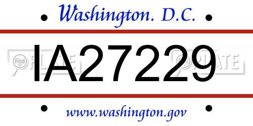 IA27229 District Of Columbia License Plate