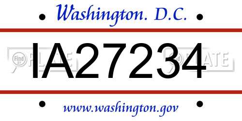 IA27234 District Of Columbia License Plate