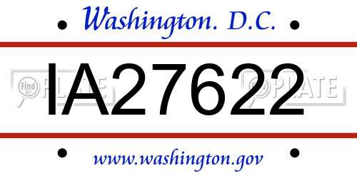 IA27622 District Of Columbia License Plate
