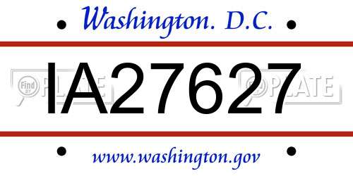 IA27627 District Of Columbia License Plate