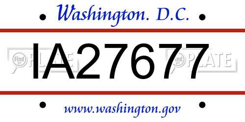 IA27677 District Of Columbia License Plate