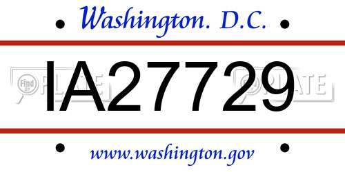 IA27729 District Of Columbia License Plate