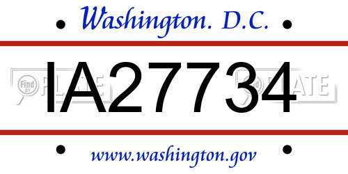 IA27734 District Of Columbia License Plate