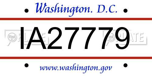 IA27779 District Of Columbia License Plate