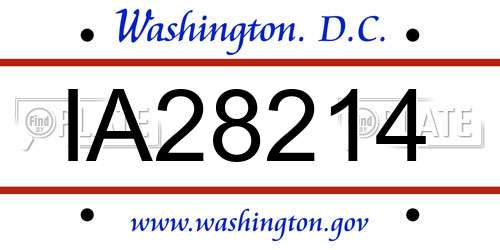 IA28214 District Of Columbia License Plate