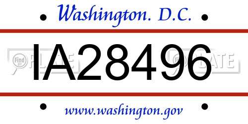 IA28496 District Of Columbia License Plate
