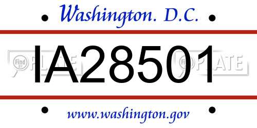 IA28501 District Of Columbia License Plate
