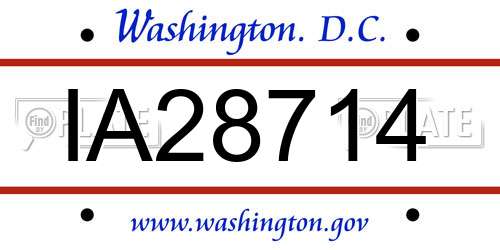 IA28714 District Of Columbia License Plate