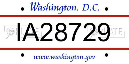 IA28729 District Of Columbia License Plate