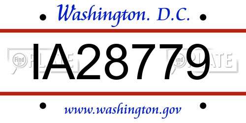 IA28779 District Of Columbia License Plate