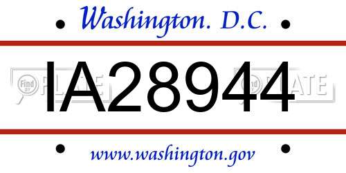 IA28944 District Of Columbia License Plate