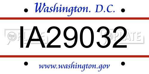 IA29032 District Of Columbia License Plate