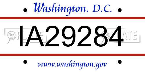 IA29284 District Of Columbia License Plate