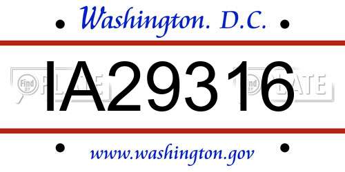 IA29316 District Of Columbia License Plate