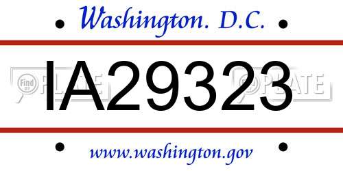 IA29323 District Of Columbia License Plate