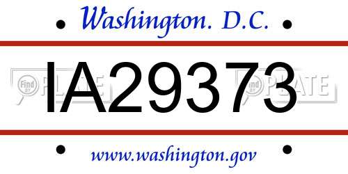 IA29373 District Of Columbia License Plate