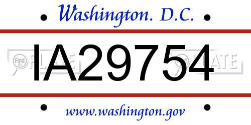 IA29754 District Of Columbia License Plate