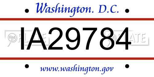 IA29784 District Of Columbia License Plate