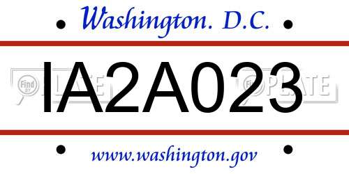 IA2A023 District Of Columbia License Plate