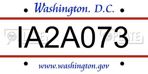 IA2A073 District Of Columbia License Plate