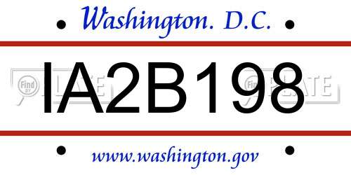 IA2B198 District Of Columbia License Plate