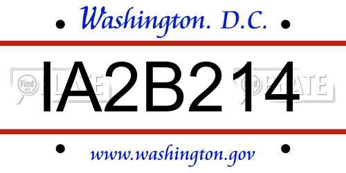 IA2B214 District Of Columbia License Plate
