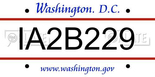 IA2B229 District Of Columbia License Plate