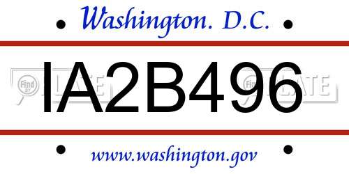 IA2B496 District Of Columbia License Plate