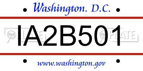 IA2B501 District Of Columbia License Plate