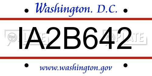 IA2B642 District Of Columbia License Plate