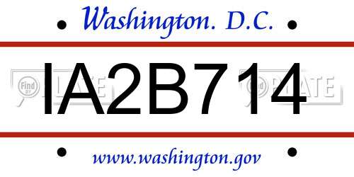 IA2B714 District Of Columbia License Plate