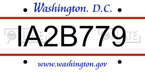 IA2B779 District Of Columbia License Plate