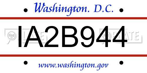 IA2B944 District Of Columbia License Plate