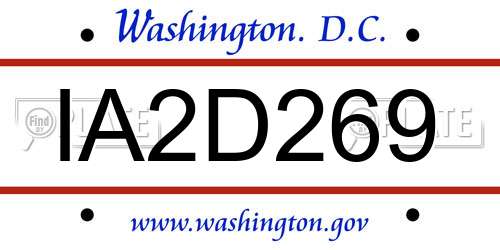 IA2D269 District Of Columbia License Plate