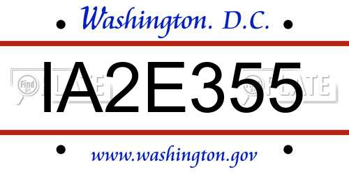 IA2E355 District Of Columbia License Plate