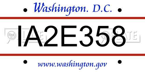 IA2E358 District Of Columbia License Plate