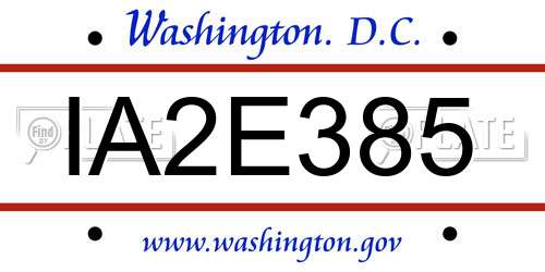 IA2E385 District Of Columbia License Plate